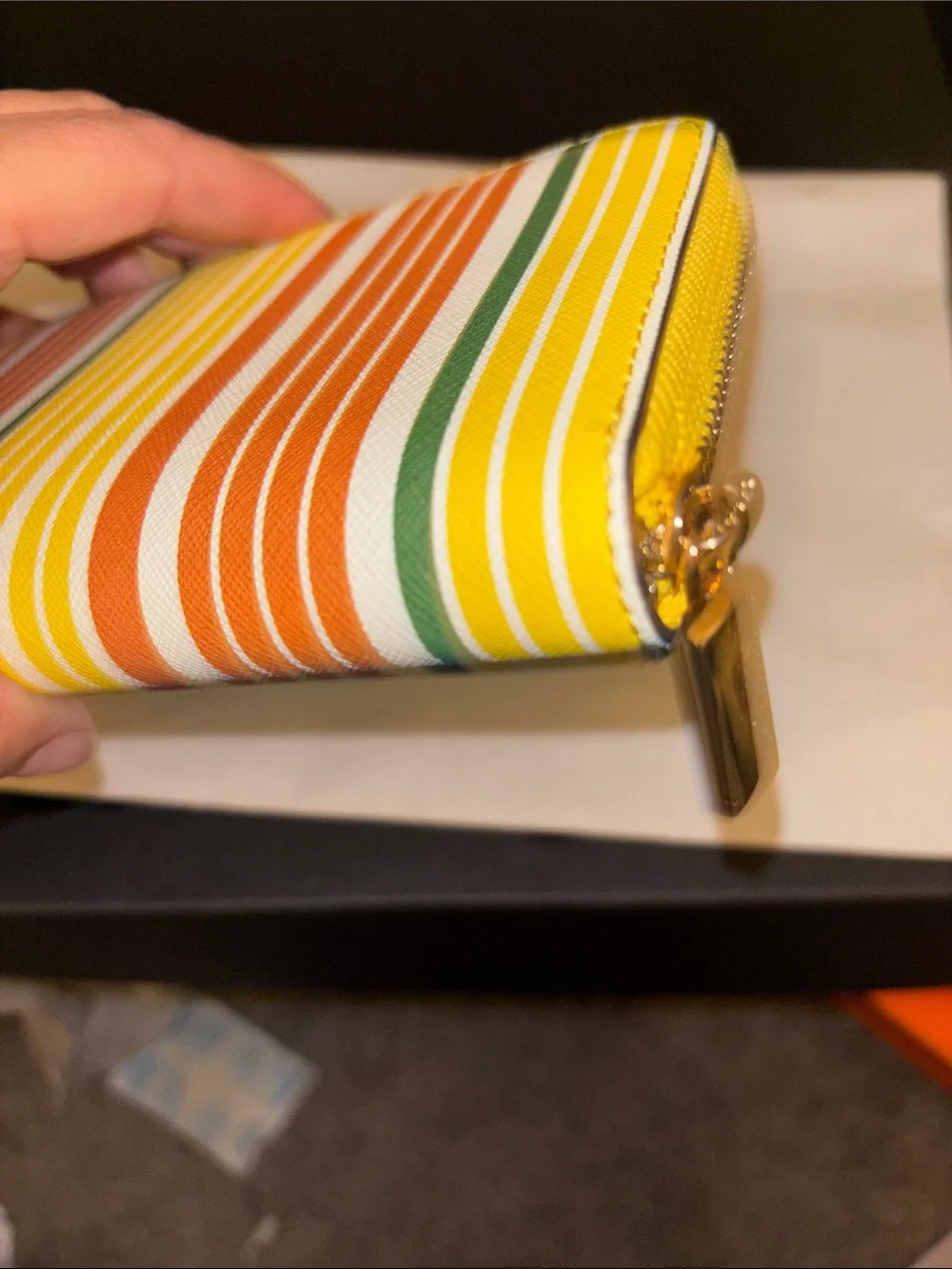 Tory Burch Multicolor Striped Zip Wallet with Gold Logo